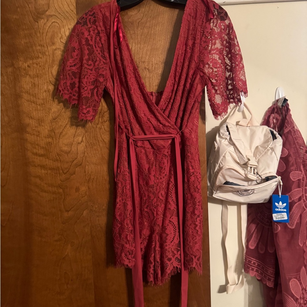 Hot Red Lace Romper From The Buckle